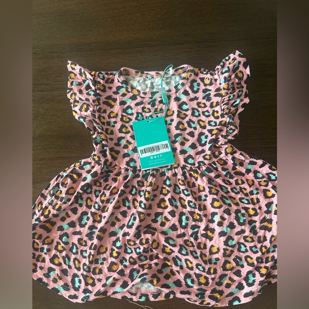 Posh Peanut Pink Leopard Print Flutter Dress